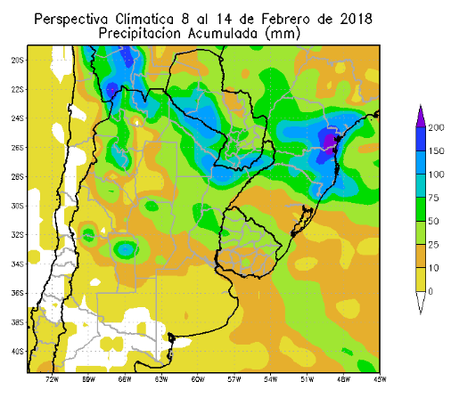 Perspectiva Agroclimática da Argentina 8-14 Fevereiro - Chuvas