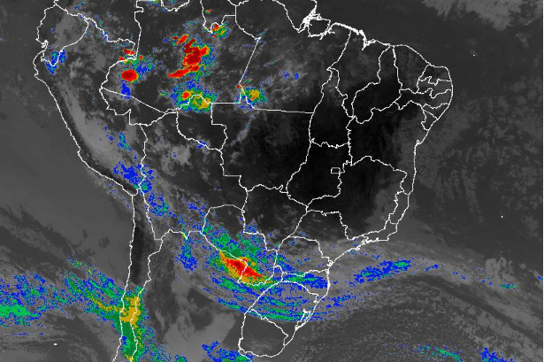 Imagem de satélite nesta quinta-feira (05) em todo o Brasil - Fonte: Inmet