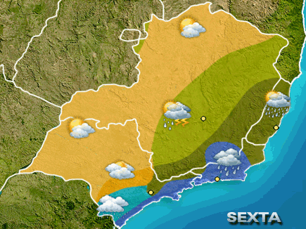 Previsão do tempo para o Sudeste do Brasil - sexta