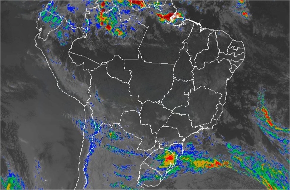 Imagem de satélite de todo o Brasil nesta quarta-feira (25) - Fonte: Inmet