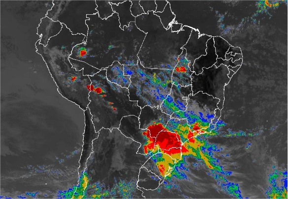 Mapa com imagem de satélite para todo o Brasil nesta quinta-feira (20) - Fonte: Inmet