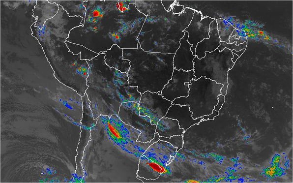 Imagem de satélite nesta sexta-feira (14) em todo o Brasil - Fonte: Inmet