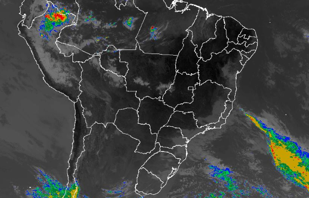 Imagem de satélite nesta quarta-feira (21) em todo o Brasil - Fonte: Inmet