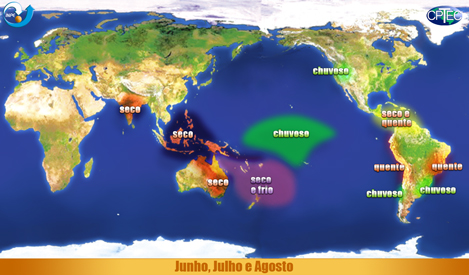 Efeitos do El Niño entre julho e agosto - Fonte: Cptec