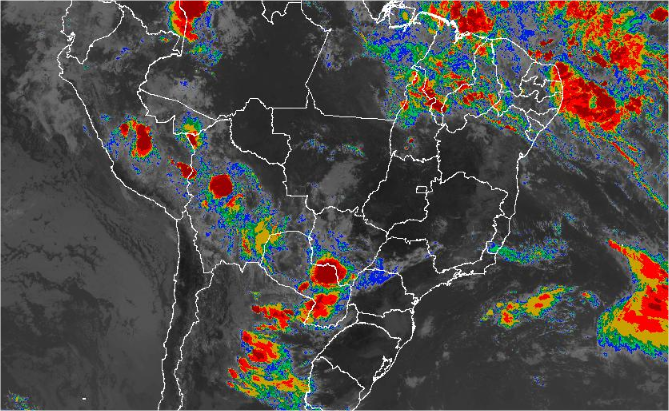 Imagem de satélite de todo o Brasil nesta segunda-feira (1º) - Fonte: Inmet
