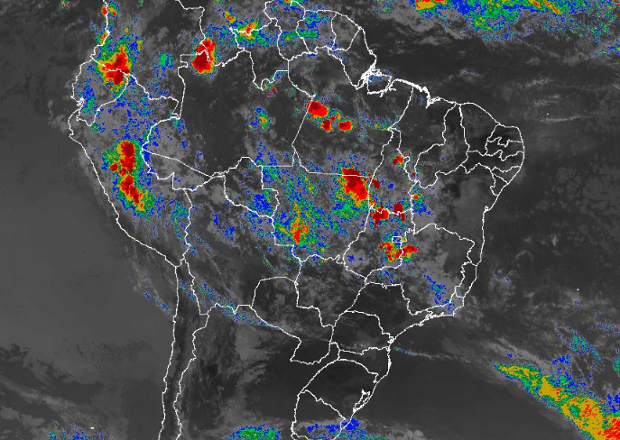 Imagem de satélite de todo o Brasil nesta sexta-feira (16) - Fonte: Inmet