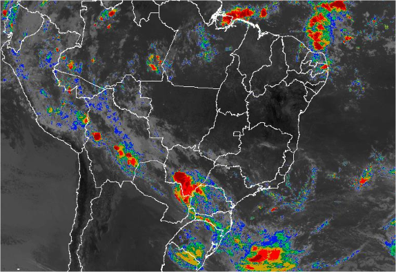 Imagem de satélite de todo o Brasil nesta segunda-feira (18) - Fonte: Inmet