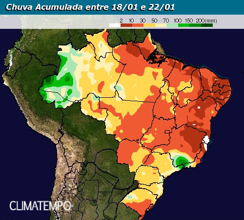 Chuva acumulada entre 18 e 22 de janeiro