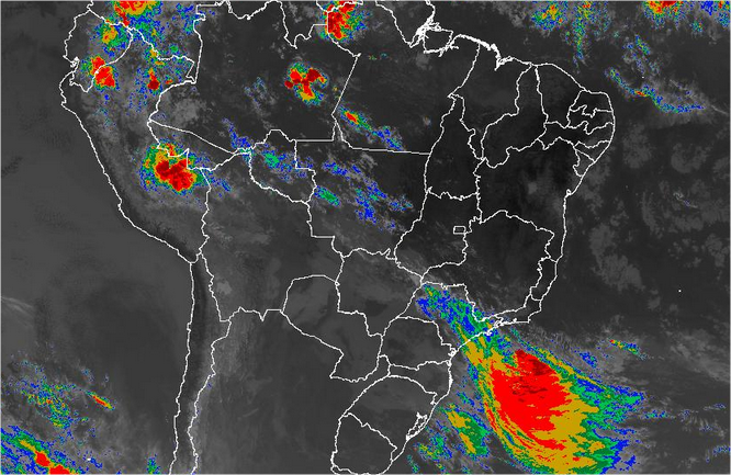 Imagem de satélite de todo o Brasil nesta segunda-feira (03) - Fonte: Inmet