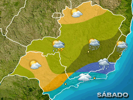 Previsão do tempo para o Sudeste do Brasil - sábado