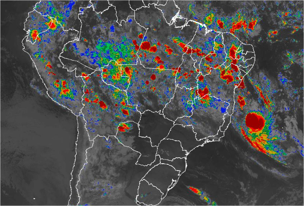 Imagem de satélite de todo o Brasil nesta segunda-feira (25) - Fonte: Inmet