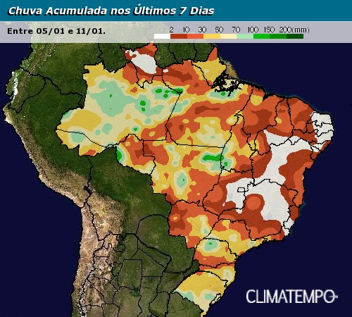 Chuva acumulada nos últimos 7 dias