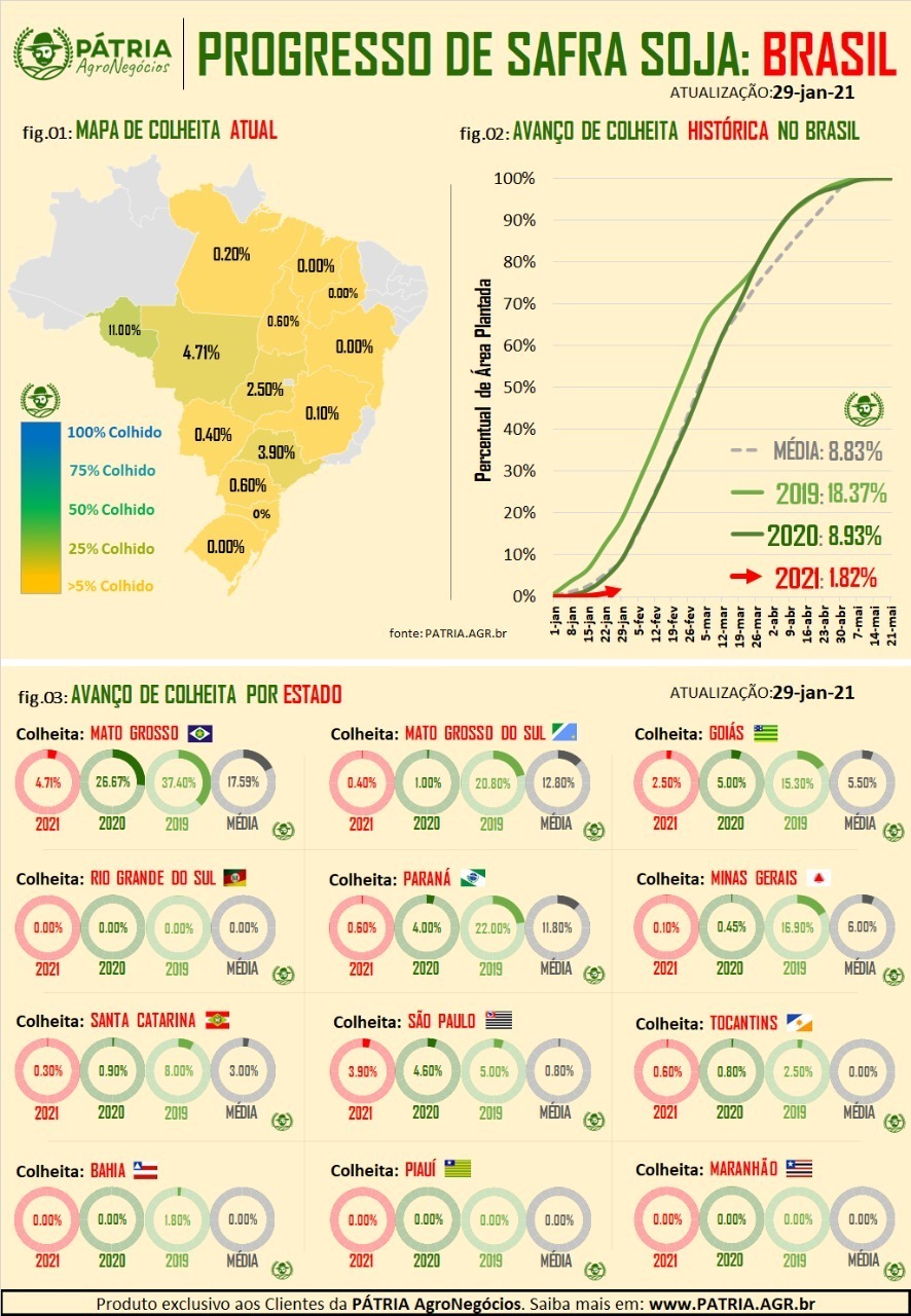 Colheita Soja Brasil 2020/21 - Fonte: Pátria Agronegócios