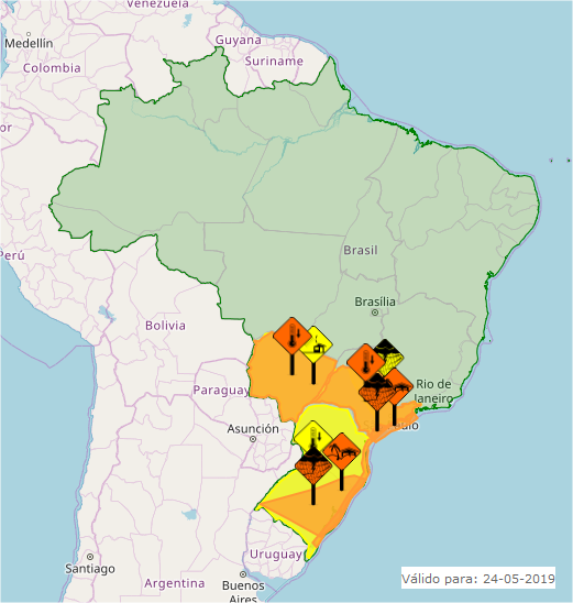 Mapa com avisos para todo o Brasil nesta 6ª feira - Fonte: Inmet