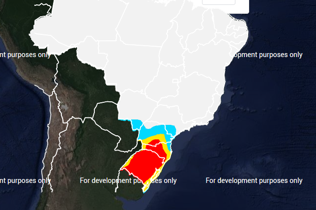 Mapa das áreas com alerta de geada na sexta-feira (05) em todo o Brasil - Fonte: Inmet