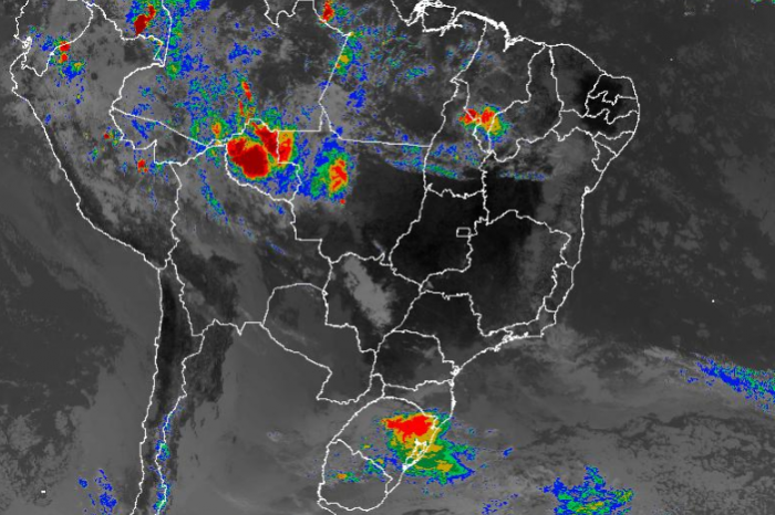 Imagem de satélite nesta quarta-feira (16) em todo o Brasil - Fonte: Inmet