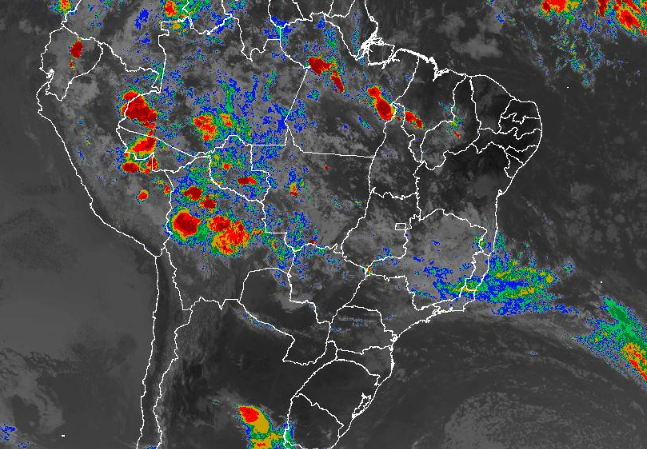 Imagem de satélite de todo o Brasil nesta segunda-feira (05) - Fonte: Inmet