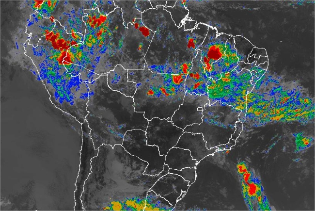 Imagem de satélite de todo o Brasil nesta segunda-feira (26) - Fonte: Inmet
