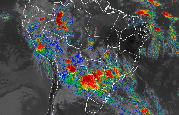 Imagem de satélite de todo o Brasil nesta terça-feira (12) - Fonte: Inmet