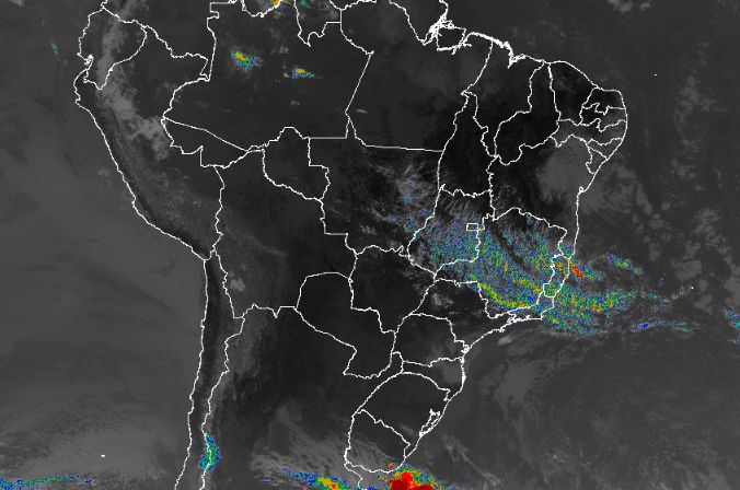 Imagem de satélite nesta quinta-feira (29) em todo o Brasil - Fonte: Inmet