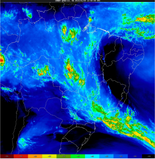 Imagem de satélite para todo o Brasil  / 08/01 - Fonte: Inmet