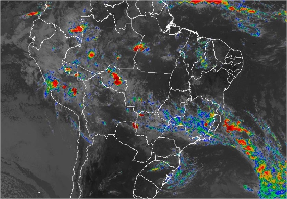 Imagem de satélite de todo o Brasil nesta quarta-feira (26) - Fonte: Inmet