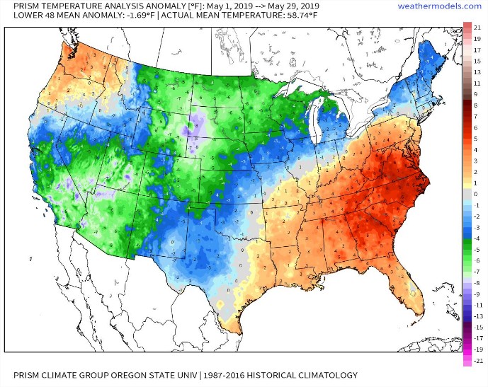 Mapa temperaturas maio