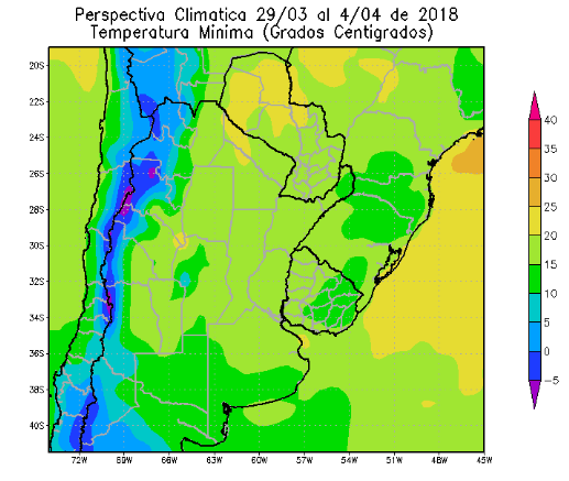 Temperaturas mínimas Argentina
