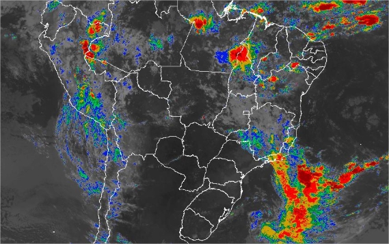 Imagem de satélite de todo o Brasil nesta quinta-feira (07) - Fonte: Inmet