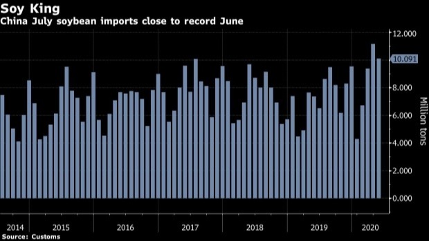 Importações de soja China - Julho 2020 - Bloomberg