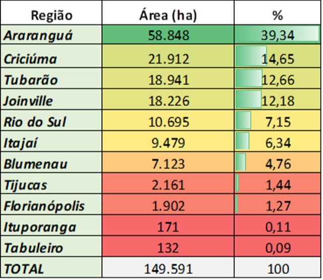 tabela mapeamento arroz epagri