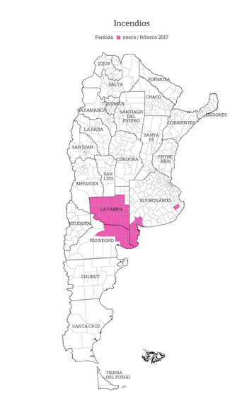 Mapa de incêndios na Argentina (La Nación)