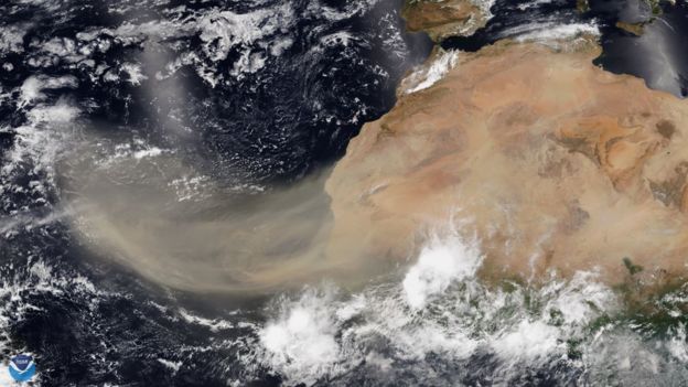 Enorme nuvem de poeira viaja do norte da África para a América e Europa / NOAA