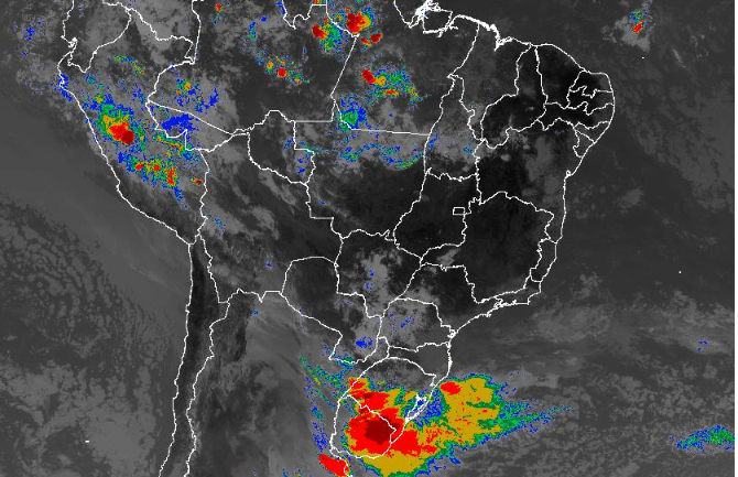 Imagem de satélite nesta quinta-feira (17) em todo o Brasil - Fonte: Inmet