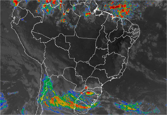 Imagem de satélite de todo o Brasil nesta segunda-feira (27) - Fonte: Inmet