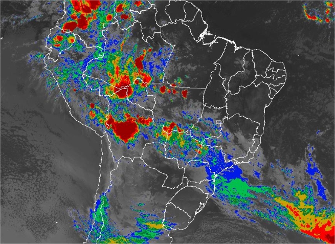 Imagem de satélite de todo o Brasil nesta quinta-feira (11) - Fonte: Inmet