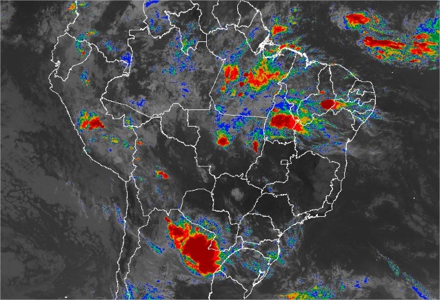 Imagem de satélite de todo o Brasil nesta segunda-feira (14) - Fonte: Inmet