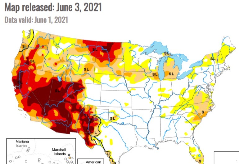 Drought Monitor 1 de junho 2021