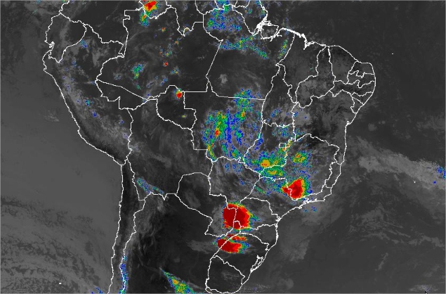 Imagem de satélite de todo o Brasil nesta quarta-feira (17) - Fonte: Inmet