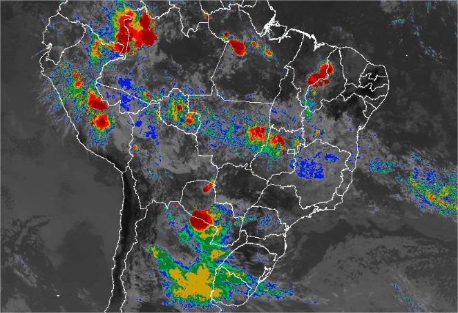 Imagem de satélite de todo o Brasil nesta terça-feira (06) - Fonte: Inmet