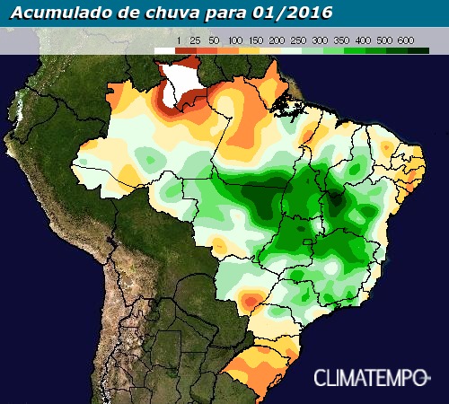Mapa acumulado de chuva 15 a 28 de fevereiro/16