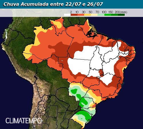 Chuva acumulada entre 22 e 26 de julho