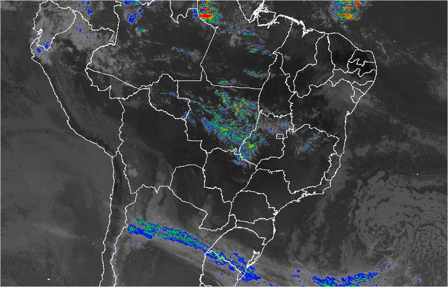 Imagem de satélite de todo o Brasil nesta sexta-feira (07) - Fonte: Inmet