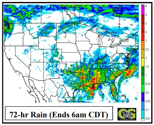 Chuvas nas últimas 72h nos EUA - CWG
