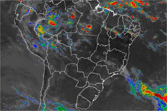 Imagem de satélite de todo o Brasil nesta segunda-feira (29) - Fonte: Inmet