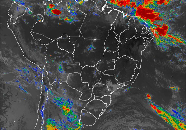 Imagem de satélite de todo o Brasil nesta terça-feira (07) - Fonte: Inmet