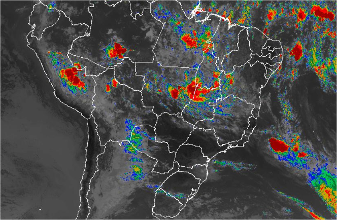 Imagem de satélite de todo o Brasil nesta terça-feira (26) - Fonte: Inmet