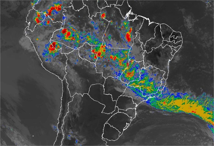 Imagem de satélite de todo o Brasil nesta quinta-feira (08) - Fonte: Inmet