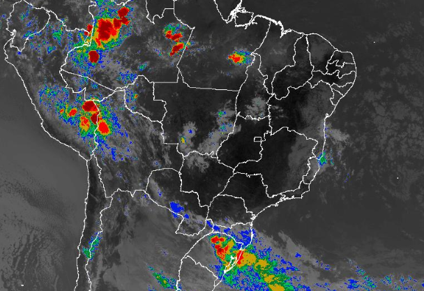 Imagem de satélite nesta sexta-feira (04) em todo o Brasil - Fonte: Inmet