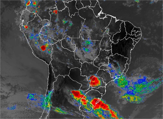 Imagem de satélite de todo o Brasil nesta terça-feira (09) - Fonte: Inmet